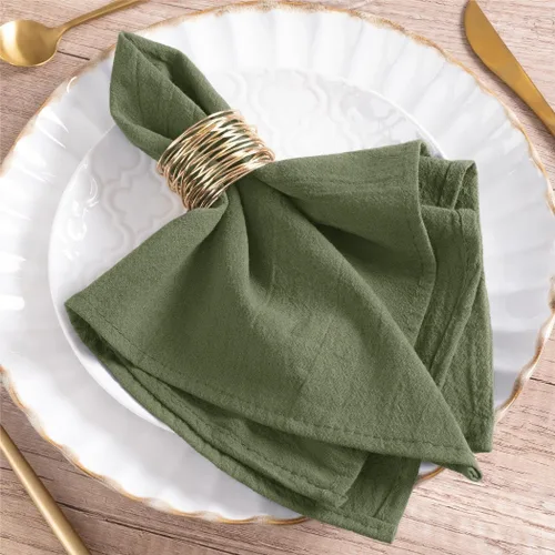 Vista 10 de Servilletas de tela natural de lino de algodón Boho rústico mesa de cena Beige