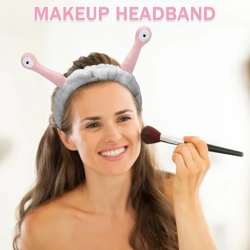 Vista 46 de Bonita diadema de caracol rosa, cara lavada para mujer, maquillaje, ducha, spa