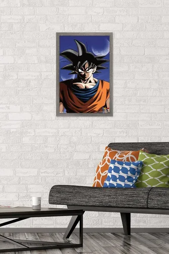 Vista 2 de Trends International Dragon Ball Z - Póster de pared de Goku, 14.725 x 22.375 pulgadas, versión enmarcada de madera de granero Versión enmarcada