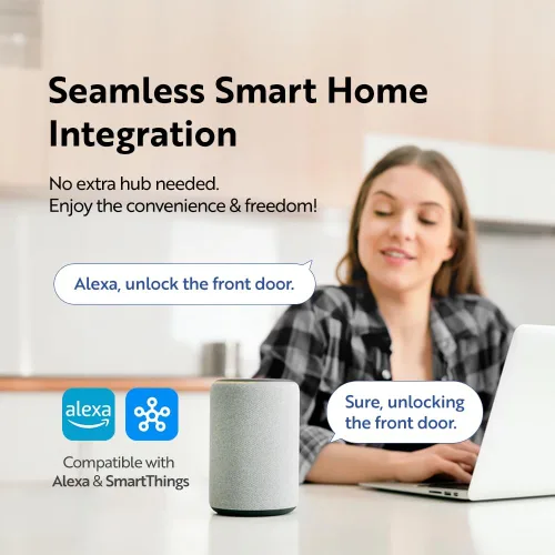 Vista 5 de Solity Cerradura digital inteligente sin concentrador, diseñada en Corea, entrada sin llave, Wi-Fi, control remoto, teclado de pantalla táctil Negro