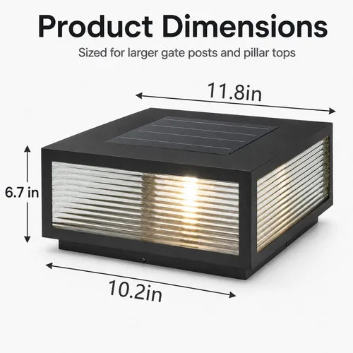 Vista 6 de Luces solares para postes al aire libre, de lujo, modernas, con tapa de poste solar, luz de columna de cubierta de valla con IP65, luces de pilar