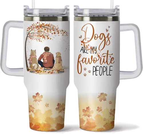 Vista 9 de Gossby Vaso personalizado de 40 onzas con asa y tapa, regalo personalizado para papá para hombres con diseño, nombre, vaso aislado de acero Hombre