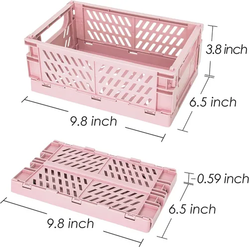Vista 3 de monomono Paquete de 5 cestas de plástico para organizar, cajas plegables plegables para almacenamiento y organización, almacenamiento en el baño
