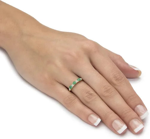 Vista 3 de Anillo de oro amarillo de 10 quilates con zafiro azul auténtico o esmeralda verde y diamante