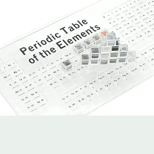 Vista 4 de 18 piezas de conjunto de cubos de elementos, cubos de densidad de metal puro con bandeja de plexiglás acrílico, conjunto de cubos de elementos