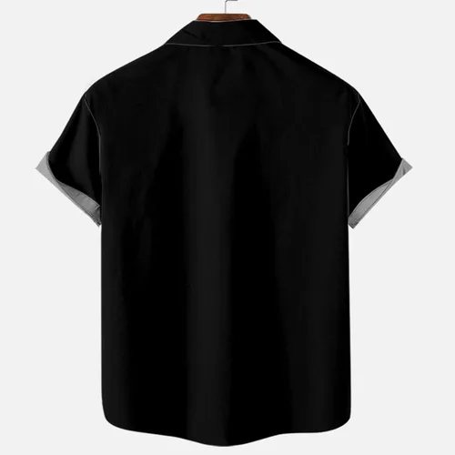 Vista 5 de Camisetas para hombre 2023 Casual Elegante Cuba Guayabera Camisa de Verano Manga Corta Color Block Camisas de Vestir