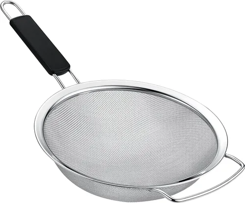 Vista 8 de Juego de 2 coladores de malla de acero inoxidable para cocina, colador redondo de malla fina de 5.5 pulgadas y colador cónico de malla fina de 3.4