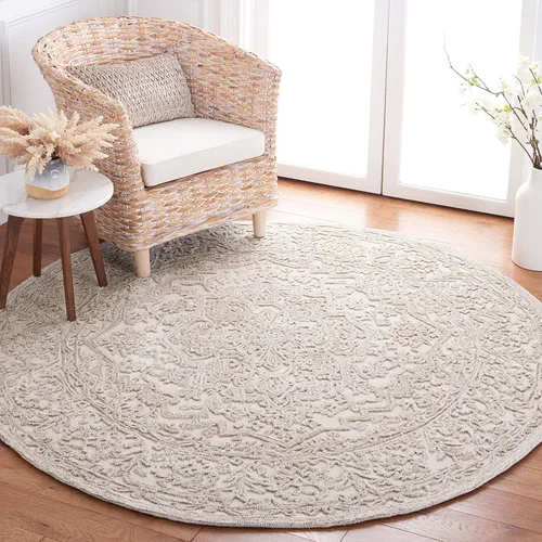 Vista 10 de Martha Stewart x SAFAVIEH - Colección de alfombras de área, 2 pies 3 pulgadas x 8 pies, marfil y azul, lana hecha a mano, ideal para sala de estar