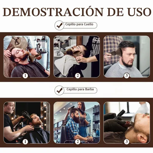 Vista 3 de CGBARBER Cepillo de peluquero con mango de madera con gancho para corte de cabello... (cepillo de cuello+cepillo negro) para todo tipo de cabello.