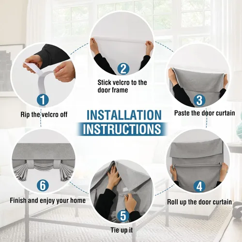 Vista 2 de H.VERSAILTEX - Cortinas para puerta francesa de lino con textura, persianas de privacidad impermeables para ventana de cocina, oscurecimiento