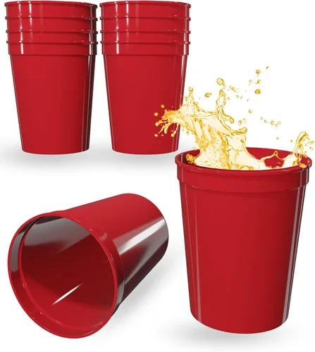Vista 11 de PartyPrints Paquete de 100 vasos de plástico en blanco reutilizables de 10 a 12 onzas, vasos de estadio a granel, sin BPA, aptos para lavavajillas