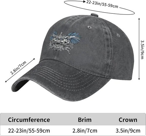 Vista 8 de Cowboy Hat Trendy Hats for Man and Women Djustable Four Season Outdoor Baseball Cap of Hell Skull with Angel Deep Heather