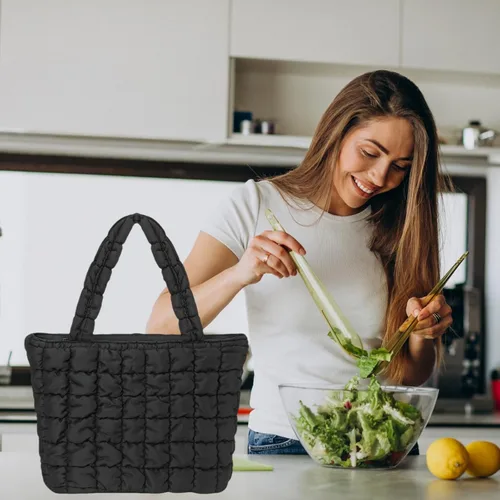 Vista 8 de CAMTOP Lonchera para mujeres y niñas, con aislamiento, bonita bolsa de almuerzo, bolsa enfriadora para trabajo, viajes, picnic (negro)