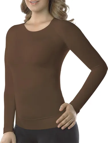 Vista 8 de +MD Womens Long Sleeve Undershirts Tops Bamboo Viscose Underscrub Round Neck, Slim Fit Baselayer, Soft Underscrub, Light Compression Tummy Control