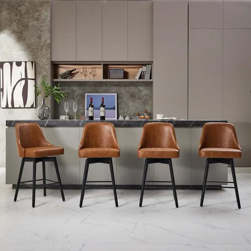 Vista 6 de Juego de 2 taburetes de bar giratorios tapizados de 30 pulgadas de altura con base de metal resistente y asiento cómodo, taburetes de bar de altura