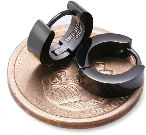 Vista 3 de Jstyle Pendientes de aro pequeños únicos de acero inoxidable para hombre, 1 par