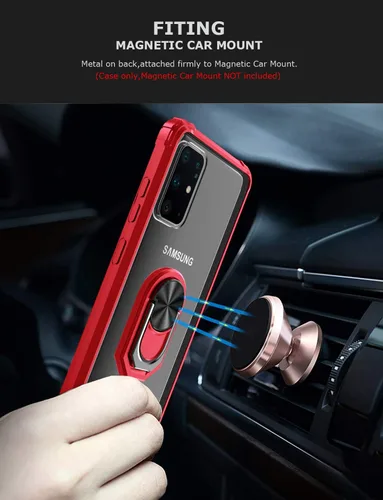 Vista 4 de Great ATRULY - Carcasa con función atril para Samsung Galaxy S20 Plus de 6.7 pulgadas, protección contra caídas Galaxy S20 + funda transparente Negro