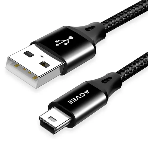 Vista 3 de AGVEE Paquete de 2 cables de datos de repuesto de 10 pies para cargador GPS Garmin Nuvi Para TI-84 Plus/CE/C plata, micrófono USB Yeti Negro