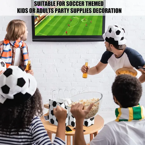 Vista 5 de Fainne 30 bolsas de regalo de fútbol, bolsas de regalo de fútbol, bolsas de papel con asas para dulces, aperitivos deportivos, bolsa de regalo