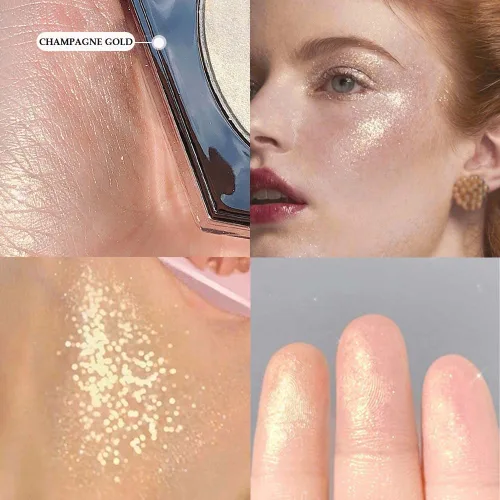 Vista 2 de Paleta de maquillaje con corrector en polvo para el contorno facial, iluminador facial, paleta de maquillaje con bronceador y resaltar en oro