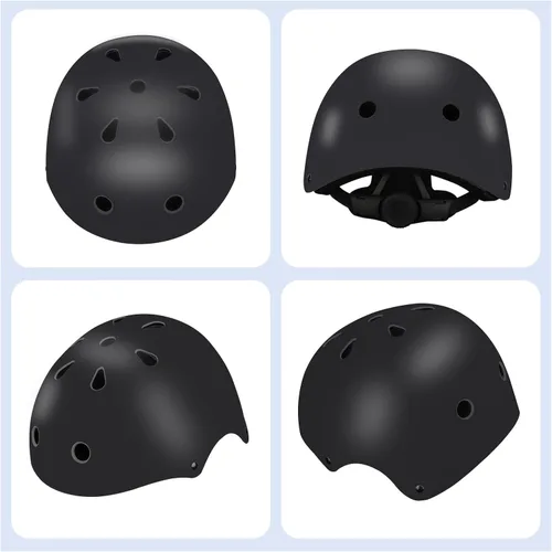 Vista 6 de Casco de bicicleta ajustable con gradiente de color para niños con set de rodilleras y coderas Equipo de seguridad multideporte para niños y niñas