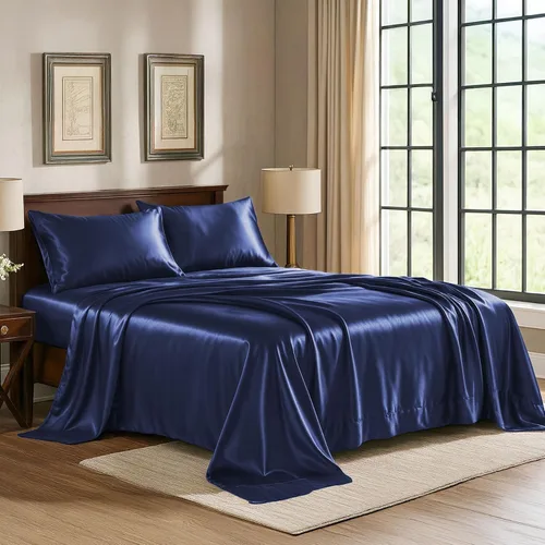 Vista 32 de Pure Bedding Sábanas de satén de lujo para cama individual de hotel, juego de sábanas de microfibra extra suave de 1800, resistente a las arrugas, a