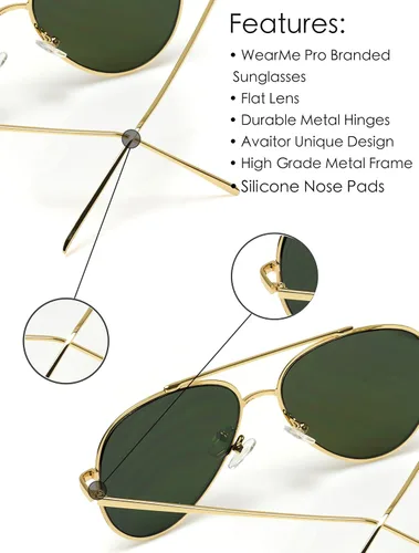 Vista 6 de WearMe Pro Gafas de sol de aviador con marco de metal con espejo