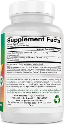 Vista 3 de Best Naturals Luteína 20 mg con zeaxantina- 240 tabletas