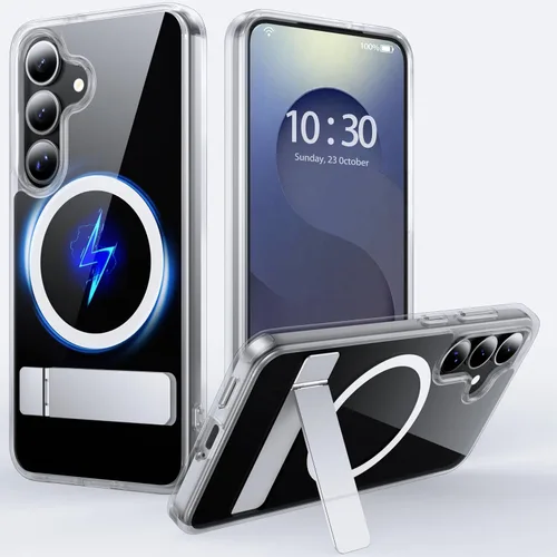 Vista 20 de Funda para Samsung Galaxy S21 FE con MagSafe [soporte ajustable] [carga mientras estás de pie] [Militar a prueba de golpes] Protector de silicona