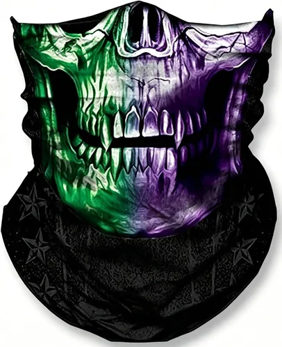 Vista 10 de Máscara facial con polaina para el cuello, bufandas, bandanas Gris (Grey Skull)