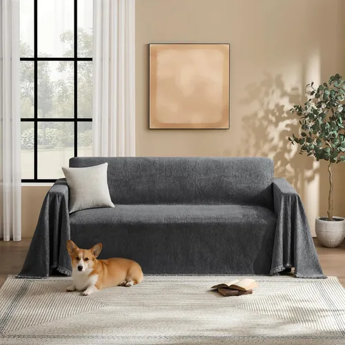 Vista 12 de Funda de sofá modular para perros, lavable para sofá de 2 cojines, funda de felpilla para sofá seccional, protector de muebles multiusos para niños