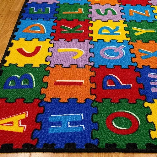 Vista 3 de iSavings - Alfombra de área para niños/habitación de bebé/guardería/aula/sala de juegos. Rompecabezas ABC (A-Z y 1-9). Educativo. Divertido.