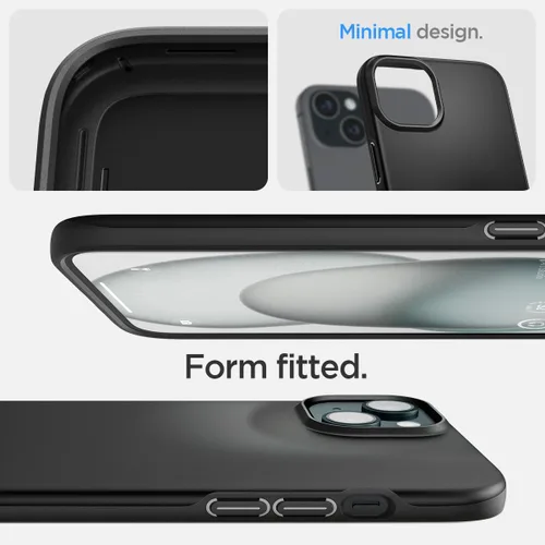 Vista 3 de Spigen Funda delgada diseñada para iPhone 15 (2023) [carcasa dura] [protección de grado militar] - negro 2023