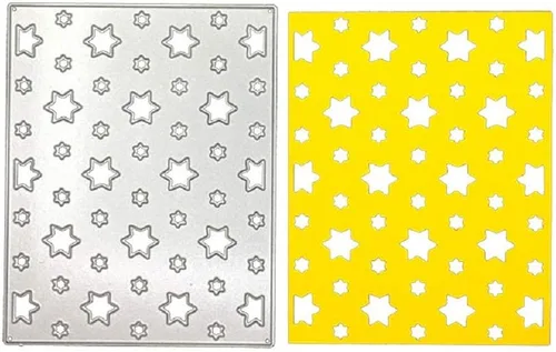 Vista 5 de Troqueles de marco de metal con seis estrellas puntiagudas, fondo en relieve, troqueles de corte para hacer tarjetas, álbumes de recortes, papel