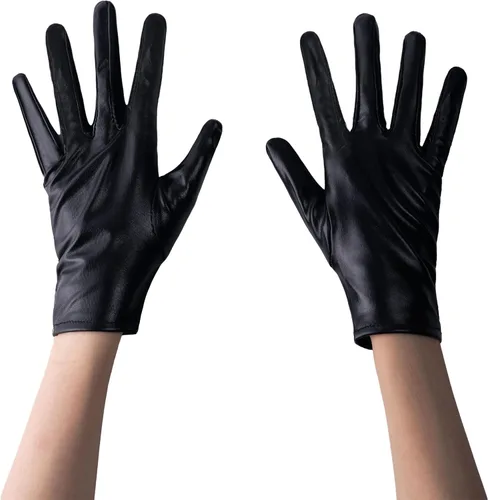 Vista 3 de Spooktacular Creations Guantes metálicos negros, unisex de superhéroe negro brillante para adultos, niños, accesorio de disfraz de Halloween, guante