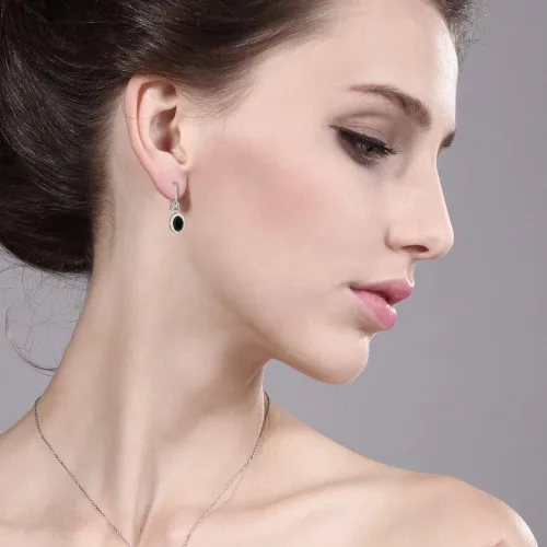 Vista 172 de Gem Stone King Aretes colgantes de plata de ley 925 de 0.276 x 0.197 in con piedra natal ovalada de alambre francés para mujer