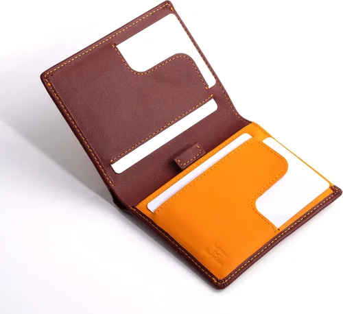 Vista 3 de Mush & Bow Sirius - Cartera para hombre, bloqueo RFID, plegable y delgada, Marrón, Minimalista