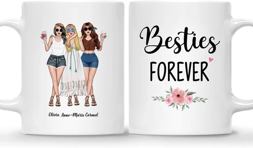 Vista 10 de Gossby Taza personalizada (2 mujeres) Besties Forever Best Friend Regalos de amistad para mujeres, niñas, hermana, taza de café