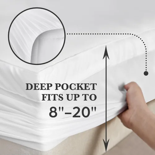 Vista 6 de Hotel Grand Cubrecolchón Pillow Top Tamaño Individual - Protector de Colchón Impermeable Acolchado Ajustable Funda de Colchoneta con Bolsillo