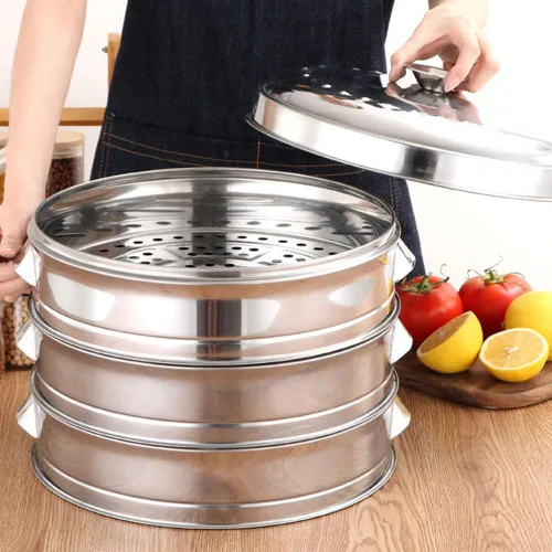 Vista 7 de Bandeja de vapor de acero inoxidable para cocinar saludablemente verduras, carne y alimentos para bebés (6.3 in vaporizador)