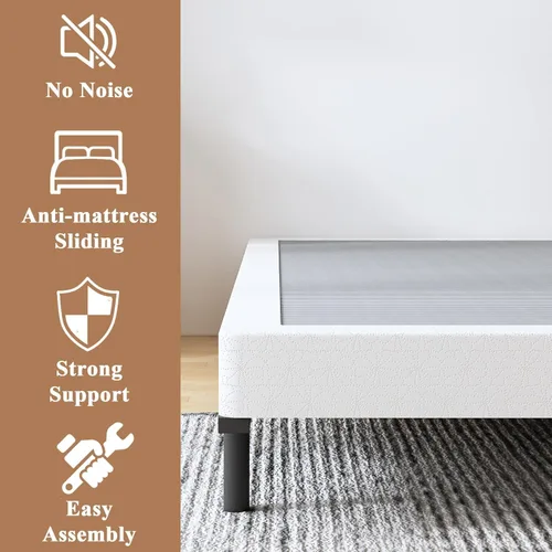 Vista 5 de ALDRICH Somier de Perfil Bajo Tamaño Twin, Somier de Metal Resistente de 3 Pulgadas para Cama Twin, Base de Colchón Antideslizante/Sin Ruido/Fácil