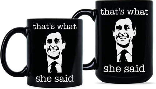 Vista 2 de We Got Good Taza de café con texto en inglés «Thats What She Said», diseño de Michael Scott That's What She Said