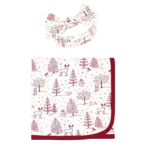 Vista 6 de Touched by Nature Manta unisex de algodón orgánico para bebé, diadema o gorra, a cuadros negros, talla única