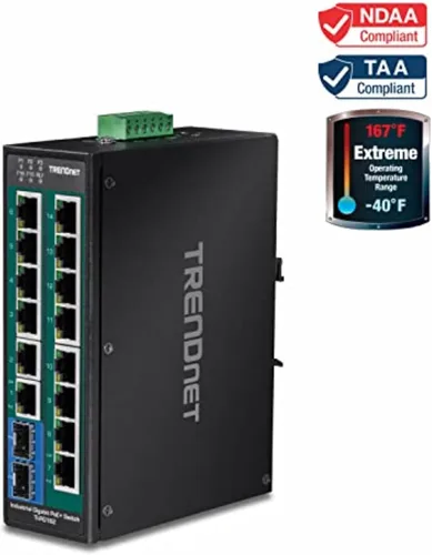 Vista 3 de TRENDnet Interruptor de carril DIN Gigabit PoE+ industrial no administrado