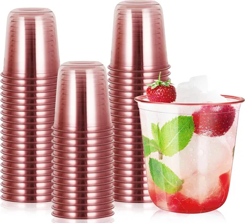 Vista 9 de Vasos Desechables sin Tallo 12oz Copas de Plástico Cristal Vasos Desechables para Bebidas Frías de Fiesta Copas de Vino para Reuniones Bodas