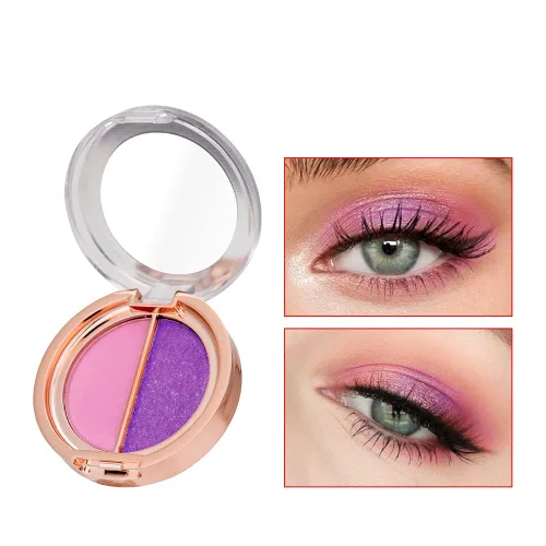 Vista 11 de sombra de ojos de doble color, paleta de maquillaje de ojos de alto pigmento, polvo de sombra de ojos metálico brillante mate, maquillaje de ojos
