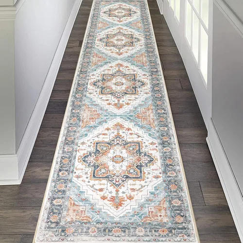 Vista 17 de Pauwer Alfombra vintage de flores 2 x 3 pulgadas, estilo envejecido, antideslizante, de pelo bajo, tapete para entrada, interior, pequeña, retro