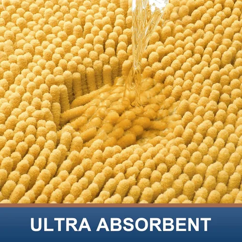 Vista 4 de smiry - Lujosa alfombra de baño de felpilla, extra suave y absorbente, lavable a máquina, antideslizante para bañera, ducha y cuarto de baño