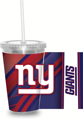 Vista 15 de Vaso transparente de fútbol NFL de 16 onzas con popote para fanáticos de la NFL