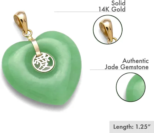 Vista 2 de Colgante de oro de 14 quilates con dije de corazón de jade natural